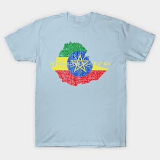 Ethiopia Map Shape and Flag T-Shirt